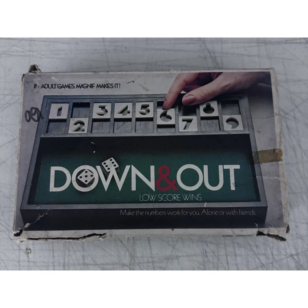 1979 Vintage Down & Out Dice Board Game Low Score Wins Family Complete Used B103